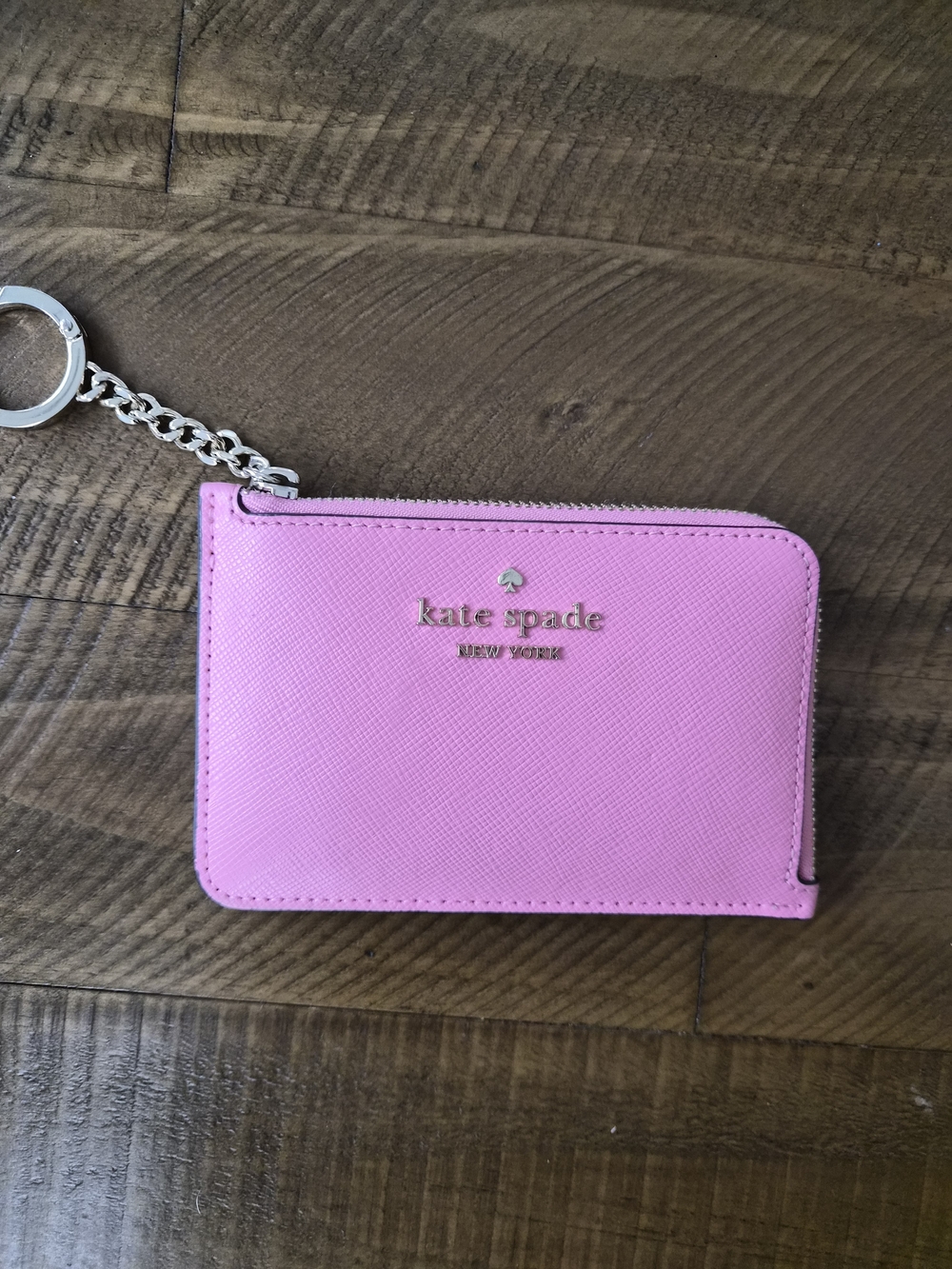 kate spade pink zip cardholder keychain